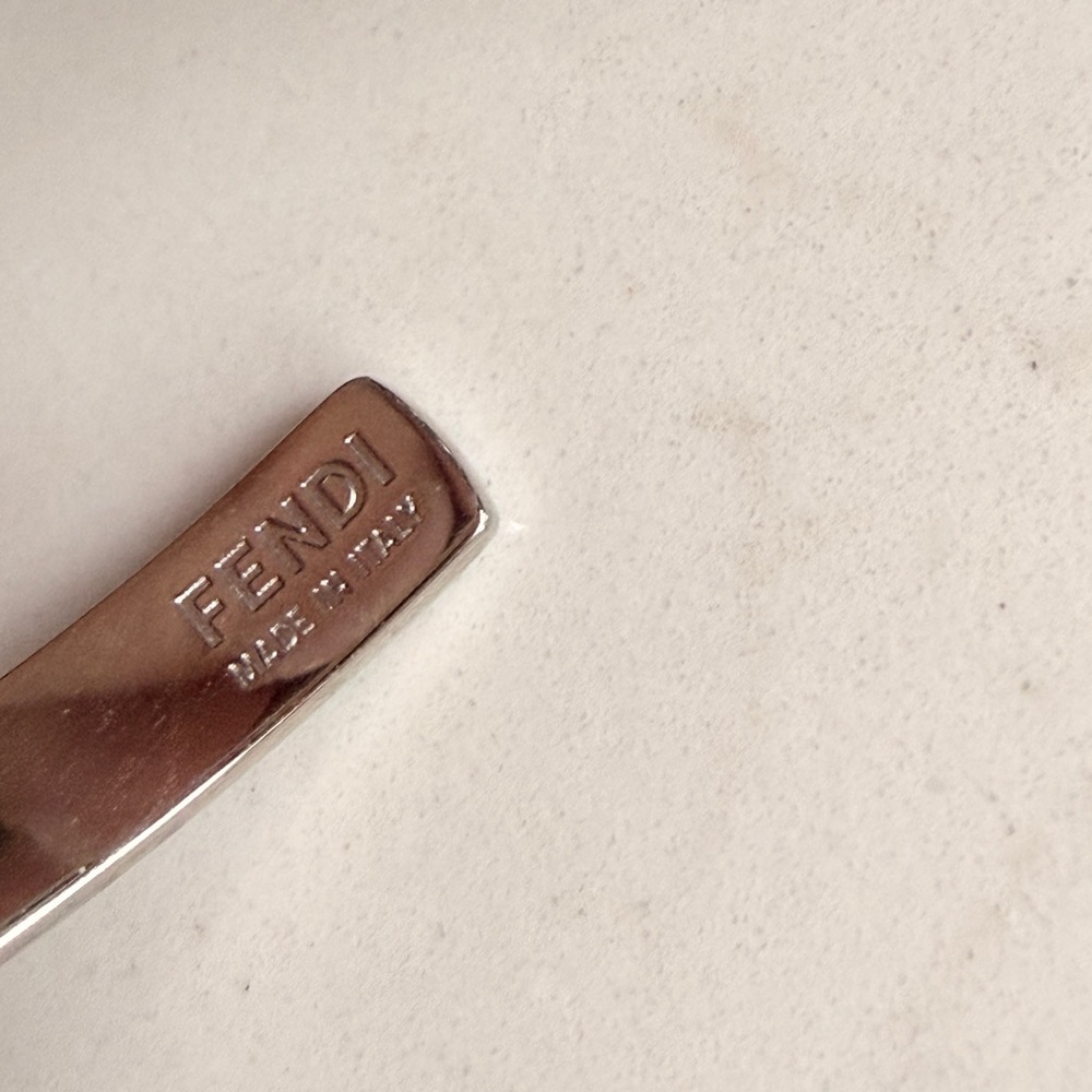 Fendi Crystal Silver Tone Open Cuff Bracelet S - Picture 8 of 11